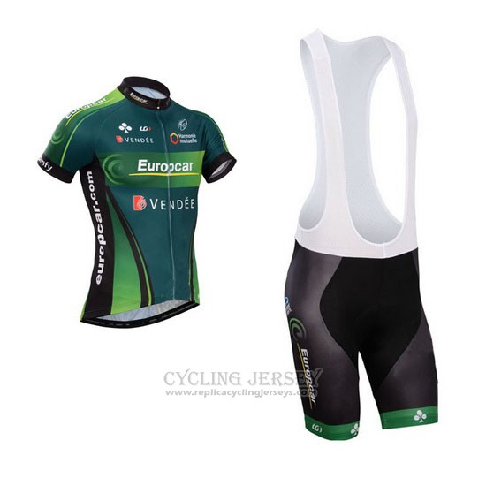 2014 Cycling Jersey Europcar Green Short Sleeve and Bib Short